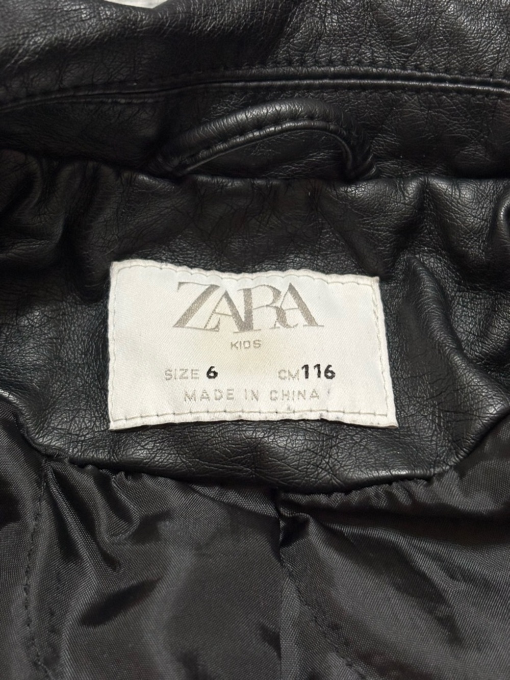 Zara Kids Faux Leather Jacket Motorcycle Jacket Size 6 - Picture 4 of 5